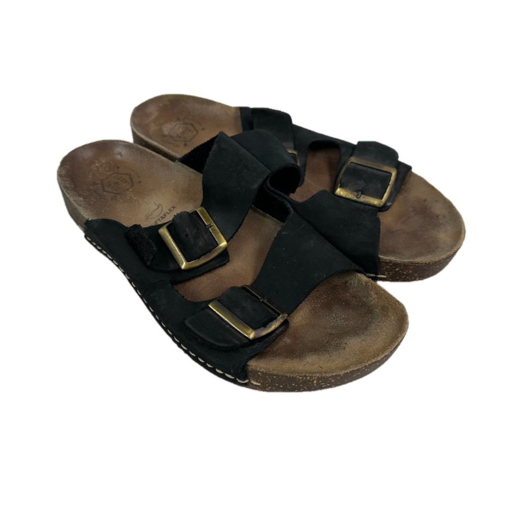 Scout & Trail Leather Buckle Black Sandals 39‎